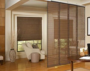 woven wood blinds, room divider, room screen, woven wood screen