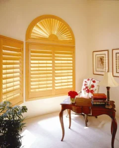 plantation shutters, blinds, fan arched shutters