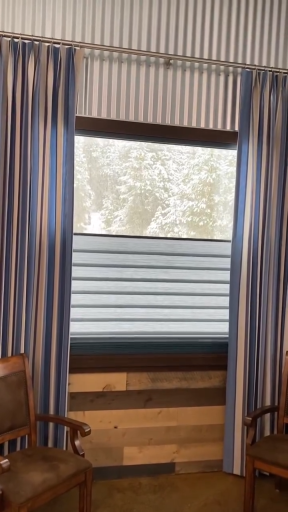 Motorized Roman Shades With Drapes Winter Day Blinds Etc