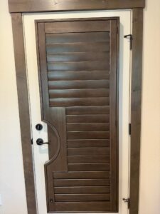 custom french door shutter, wood shutter, norman shutter